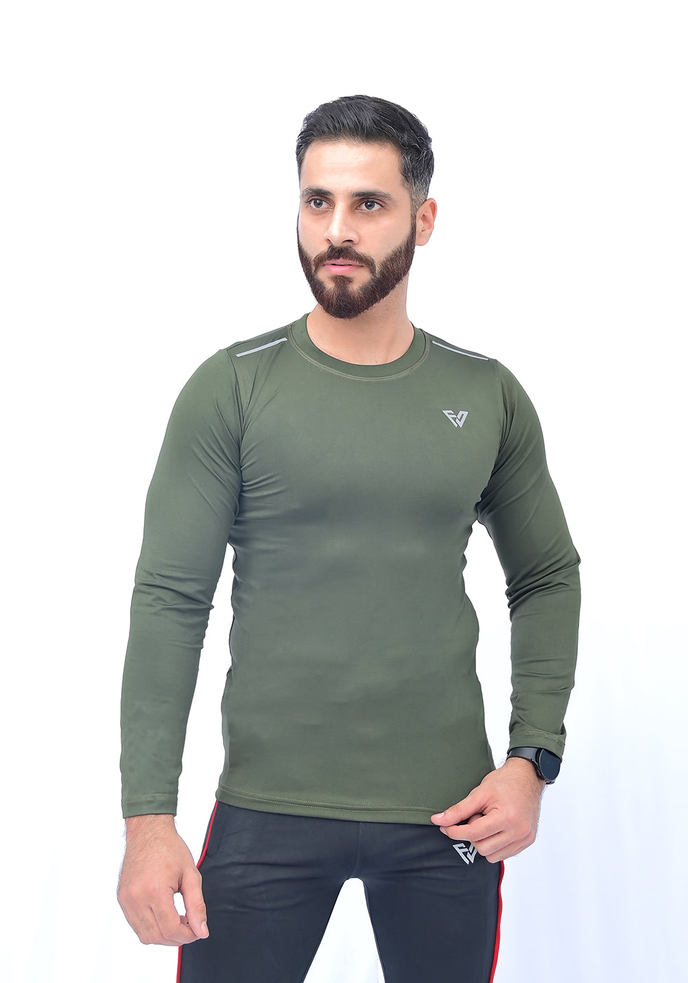 Full Sleeves Compression Tee Olive Green