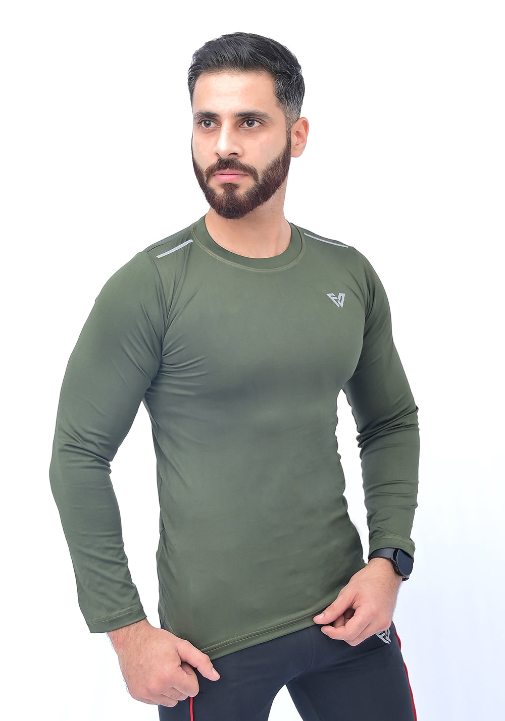 Full Sleeves Compression Tee Olive Green