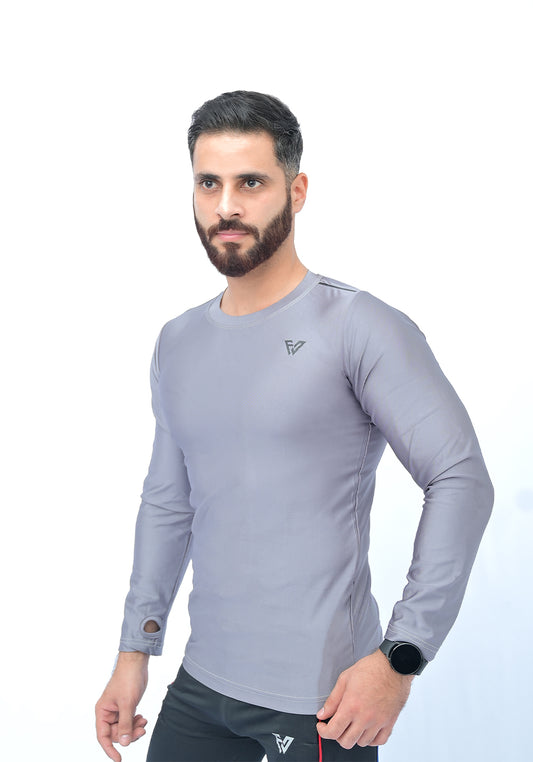 Full Sleeves Compression Tee  Silver Grey