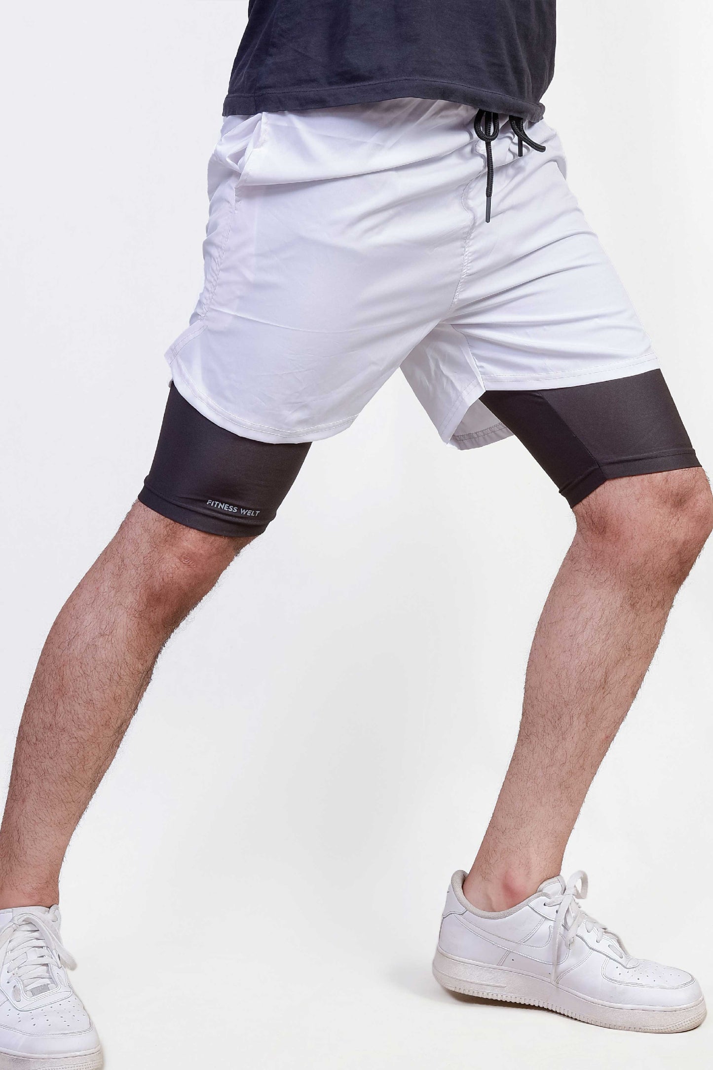 Fitness Welt Athletic Compression Shorts White